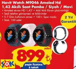 Havit Watch M9046 Amoled Hd 1.43 Akıllı Saat Pembe/Siyah/Mavi