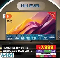 Hi Level HL43DMN540 43 İnç FHD Webos 2.0 D-Dual Led Tv Akıllı Televizyon