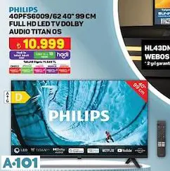 Philips 40PFS6009/62 40 İnç 99 Cm Full HD Led Tv Dolby Audio Titan Os Televizyon