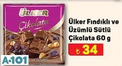 Ülker Fındıklı Ve Üzümlü Sütlü Çikolata 60 G