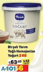 Birşah Yarım Yağlı Homojenize Yoğurt 2 Kg