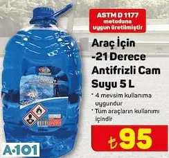 Araç İçin -21 Derece Antifrizli Cam Suyu 5 L