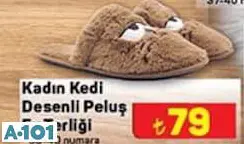 Juno Kadın Kedi Desenli Peluş Ev Terliği