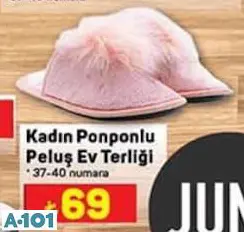 Juno Kadın Ponponlu Peluş Ev Terliği