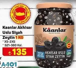 Kaanlar Akhisar Uslu Siyah Zeytin 1 Kg