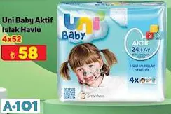 Uni Baby Aktif Islak Havlu 4X52