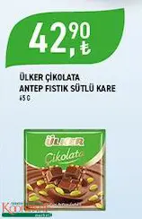 Ülker Çikolata Antep Fıstık Sütlü Kare 65 G