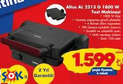 Altus AL 2213 G 1800 W Tost Makinesi