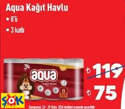 Aqua Kağıt Havlu 8'Li 3 Katlı