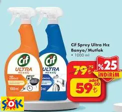 Cif Sprey Ultra Hız Banyo/Mutfak 1000 Ml