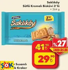 Ülker Saklıköy Sütlü Kremalı Bisküvi 3'Lü 264 G