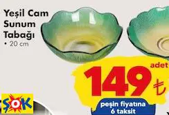 Yeşil Cam Sunum Tabağı 20 Cm