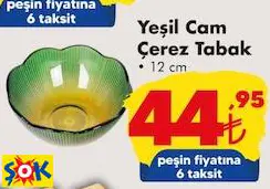 Yeşil Cam Çerez Tabak 12 Cm