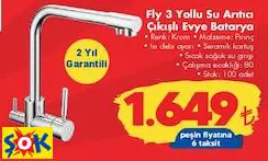 Fly 3 Yollu Su Arıtıcı Çıkışlı Evye Batarya