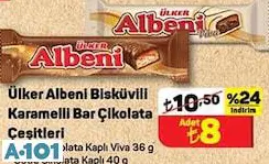 Ülker Albeni Bisküvili Karamelli Bar Çikolata Çeşitleri 36 G/40 G