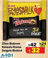 Ülker Biskrem Kakolu Krema Dolgulu Bisküvi 3X100 G