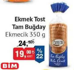 Ekmekcik Ekmek Tost Tost Tam Buğday 350 G