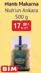 Nuh'un Ankara Mantı Makarna 500 G