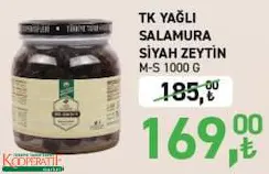 Tarım Kredi Birlik Yağlı Salamura Siyah Zeytin M-S 1000 G