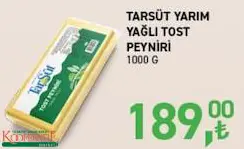 Tarsüt Yarım Yağlı Tost Peyniri 1000 G