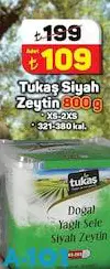 Tukaş Siyah Zeytin 800 G XS-2XS 321-380 Kal