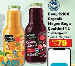 Dooy %100 Organik Meyve Suyu Çeşitleri 1 L