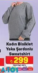 Kadın Bisiklet Yaka Şardonlu Sweatshirt