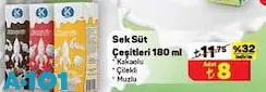 Sek Süt Çeşitleri 180 Ml