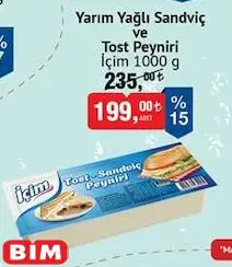 İçim Yarım Yağlı Sandviç Ve Tost Peyniri 1000 G