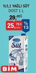 Dost %3,1 Yağlı Süt 1 L