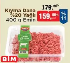 Emin Kıyma Dana %20 Yağlı 400 G