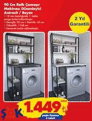 Raflı Çamaşır Makinesi Düzenleyici 90 Cm Antrasit/Beyaz