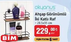 Okyanus Home Ahşap Görünümlü İki Katlı Raf  28.5x35 cm