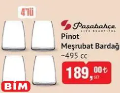 Paşabahçe Pinot 4'lü Meşrubat Bardağı 495 cc