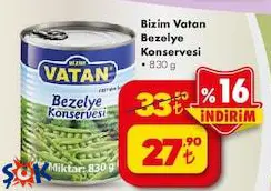 Bizim Vatan Bezelye Konservesi 830 G