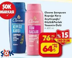 Cleana Şampuan Kepeğe Karşı Zeytinyağlı/Güçlü&Parlak Yasemin Özlü 600 Ml