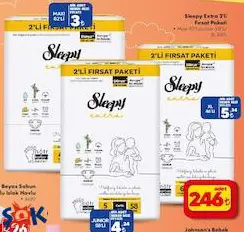 Sleepy Extra 2'Li Fırsat Paketi Maxi 82'Li/Junior 58'Li XL 46'Lı