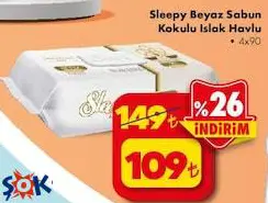 Sleepy Beyaz Sabun Kokulu Islak Havlu 4X90