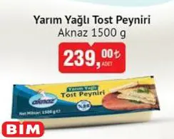 Aknaz Yarım Yağlı Tost Peyniri 1500 G