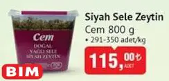 Cem Siyah Sele Zeytin 800 G