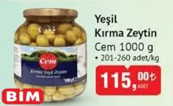 Cem Yeşil Kırma Zeytin 1000 G