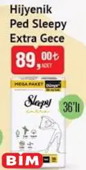 Sleepy Extra Gece Hijyenik Ped 36'Lı