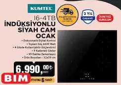 Kumtel İndüksiyonlu Siyah Cam Ocak I6-4TB