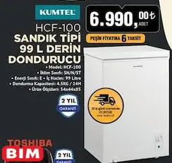 Kumtel Sandık Tipi 99 L Derin Dondurucu HCF-100