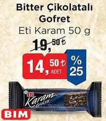 Eti Karam Bitter Çikolatalı Gofret 50 G