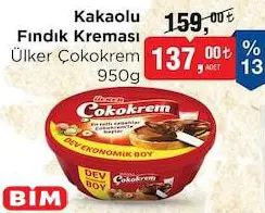 Ülker Çokokrem Kakaolu Fındık Kreması 950 G