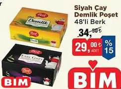 Berk Siyah Çay Demlik Poşet 48'Li