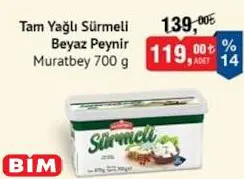 Muratbey Tam Yağlı Sürmeli Beyaz Peynir 700 G