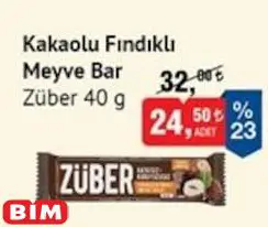 Züber Kakaolu Fındıklı Meyve Bar 40 G