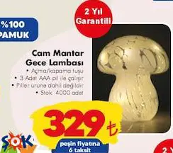 Cam Mantar Gece Lambası